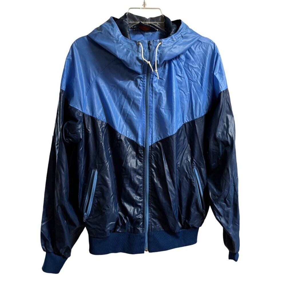 VTG MATRIX Lightweight Nylon Full Zip Colorblock Hooded Windbreaker MEN'S M